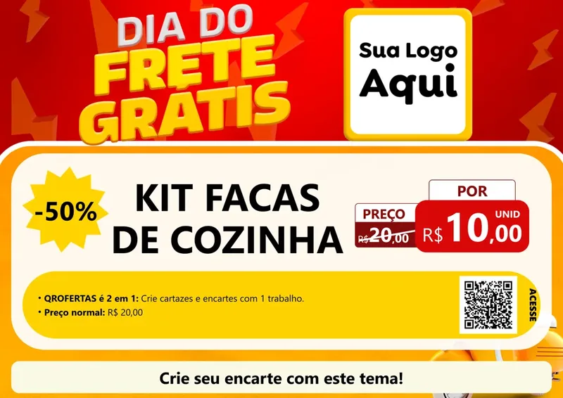 Modelo de Cartaz para Cartaz A4 Horizontal com o tema Dia do Frete Grátis para Utilidades Domésticas