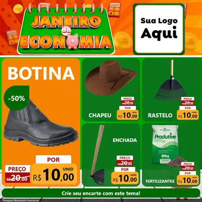 Modelo de Rede Social para Feed Facebook com o tema Janeiro da Economia para Agropecuária