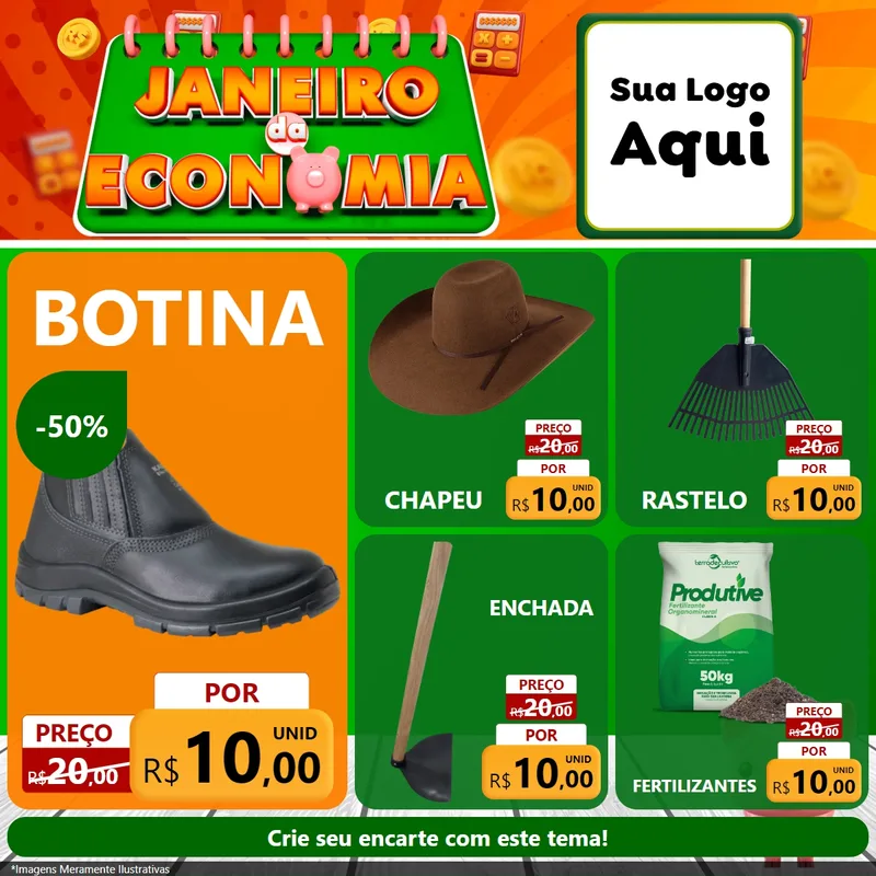 Modelo de Rede Social para Feed Facebook com o tema Janeiro da Economia para Agropecuária