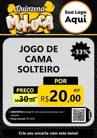 Modelo de Cartaz para Cartaz A4 Vertical com o tema Quinzena Maluca para Cama, Mesa e Banho