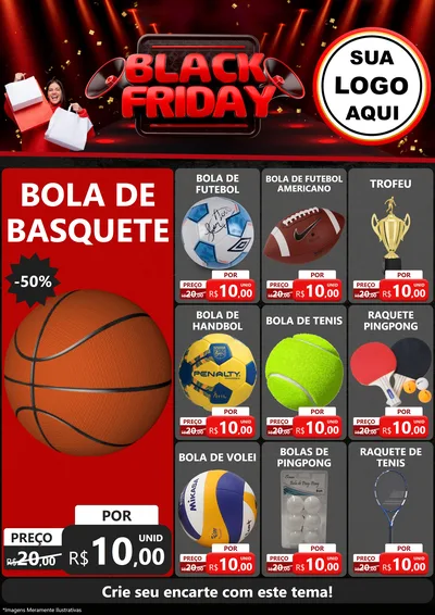 Modelo de Encarte para Encarte A4 Vertical com o tema Black Friday para Artigos Esportivos