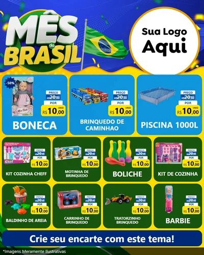 Modelo de Rede Social para Feed Instagram com o tema Mês do Brasil para Brinquedos