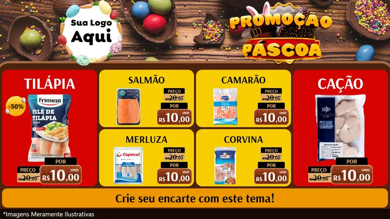 Modelo de TV para TV Horizontal com o tema Promoção Páscoa para Peixaria