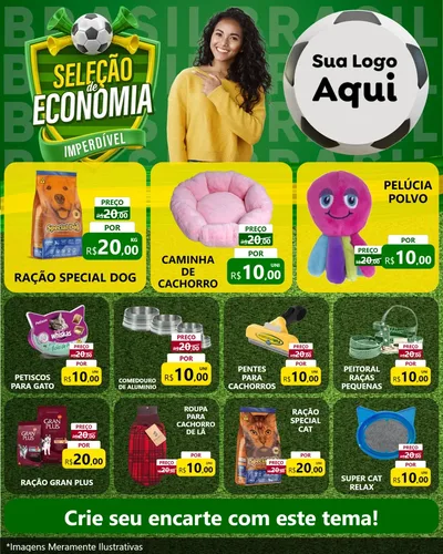 Modelo de Rede Social para Feed Instagram com o tema Seleção de Economia - Copa para Pet Shop