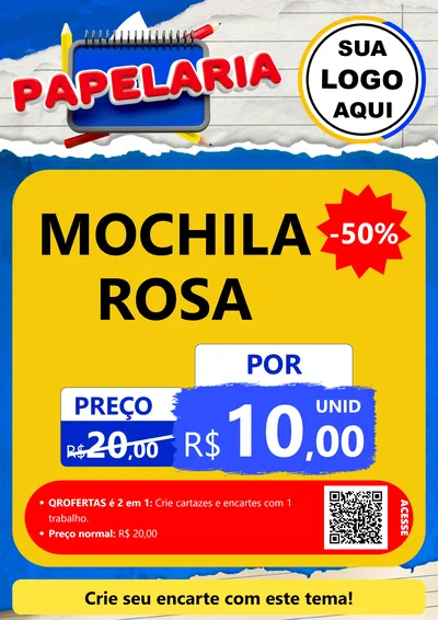 Modelo de Cartaz para Cartaz A4 Vertical com o tema Papelaria para Papelaria