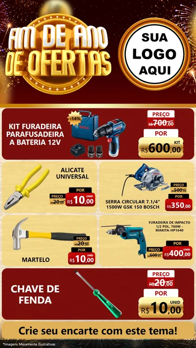 Modelo de TV para TV Vertical com o tema Fim de Ano de Ofertas para Maquinas e Ferramentas