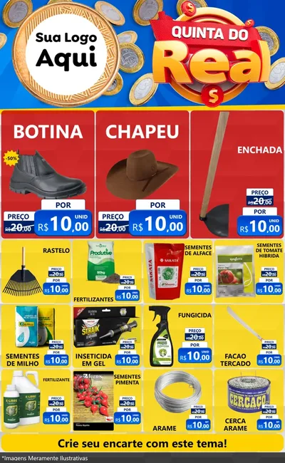 Modelo de Encarte para Encarte Grande com o tema Quinta do Real para Agropecuária