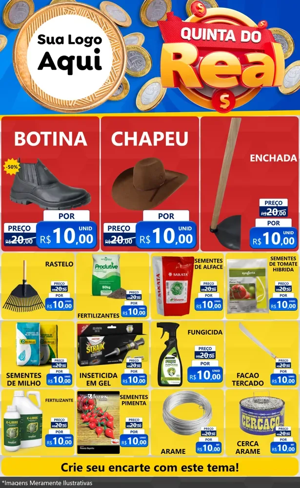 Modelo de Encarte para Encarte Grande com o tema Quinta do Real para Agropecuária