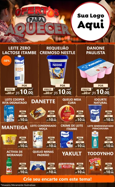Modelo de Encarte para Encarte Grande com o tema Ofertas Para Aquecer para Frios e Laticínios