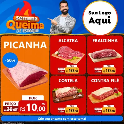 Modelo de Rede Social para Feed Facebook com o tema Semana Queima de Estoque para Açougue