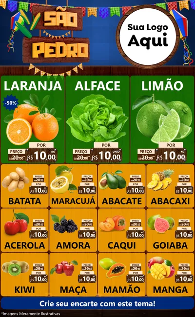 Modelo de Encarte para Encarte Grande com o tema São Pedro para Hortifrúti