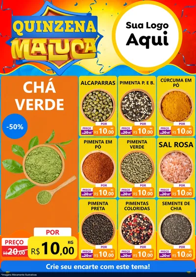Modelo de Encarte para Encarte A4 Vertical com o tema Quinzena Maluca para Produtos Naturais