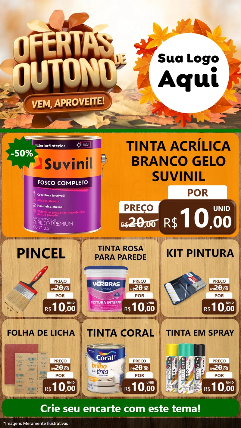 Modelo de Rede Social para Stories com o tema Ofertas de Outono - Vem, Aproveite! para Tintas e Ferramentas