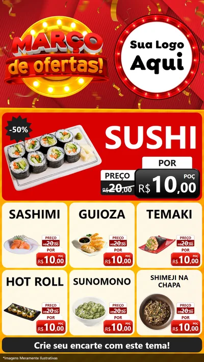 Modelo de Rede Social para Stories com o tema Março de Ofertas! para Comida japonesa