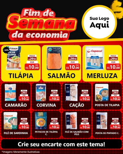 Modelo de Rede Social para Feed Instagram com o tema Fim de Semana da Economia para Peixaria