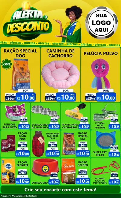 Modelo de Encarte para Encarte Grande com o tema Alerta de Desconto para Pet Shop