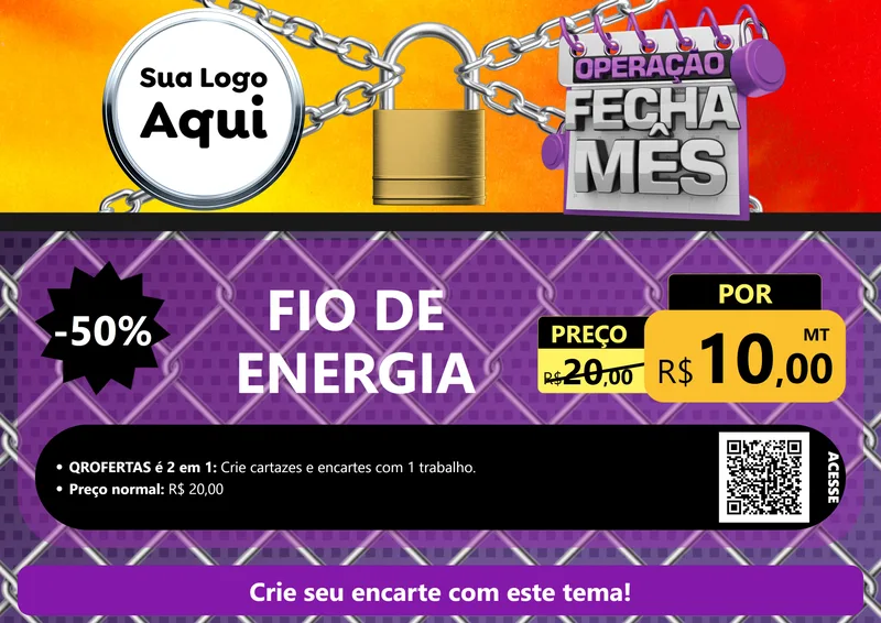 Modelo de Cartaz para Cartaz A4 Horizontal com o tema Operação Fecha Mês para Materiais Elétricos