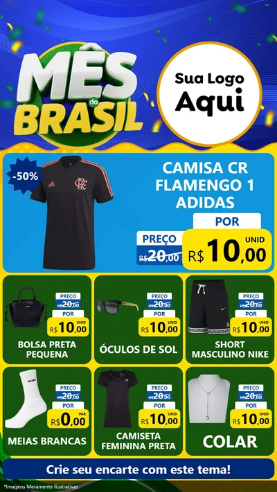 Modelo de Rede Social para Stories com o tema Mês do Brasil para Roupas e acessórios