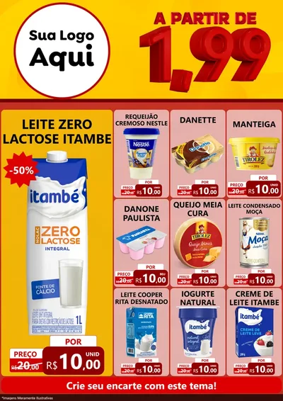 Modelo de Encarte para Encarte A4 Vertical com o tema A Partir de Um e Noventa e Nove - 1,99 para Frios e Laticínios