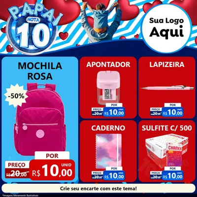 Modelo de Rede Social para Feed Facebook com o tema Papai Nota 10 para Papelaria