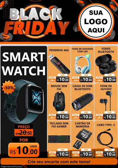 Modelo de Encarte para Encarte A4 Vertical com o tema Black Friday para Informática