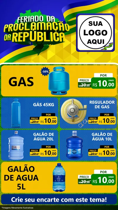 Modelo de TV para TV Vertical com o tema Feriado da Proclamação da República para Água e gás