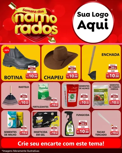 Modelo de Rede Social para Feed Instagram com o tema Semana dos namorados para Agropecuária