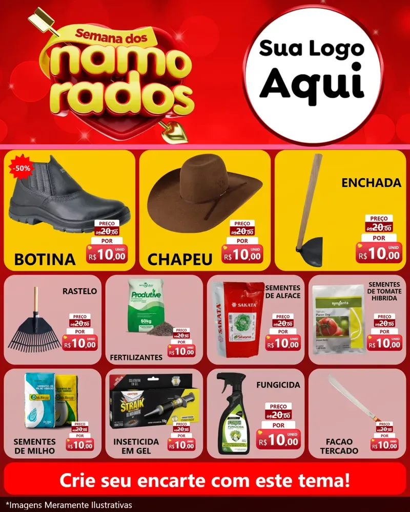 Modelo de Rede Social para Feed Instagram com o tema Semana dos namorados para Agropecuária