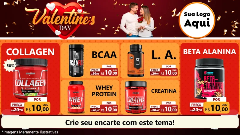 Modelo de TV para TV Horizontal com o tema Valentine's Day para Suplementos alimentares
