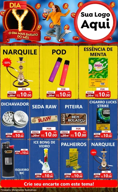 Modelo de Encarte para Encarte Grande com o tema Dia Y - O Dia Mais Barato Do Mês para Tabacaria