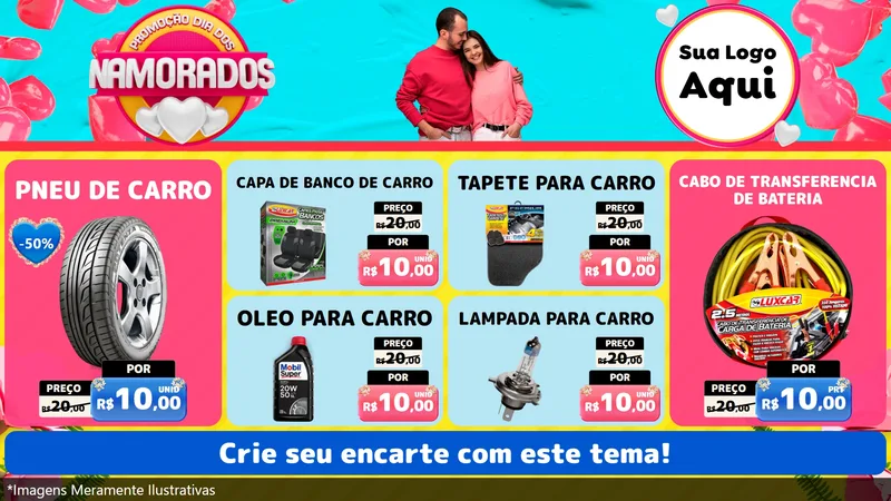 Modelo de TV para TV Horizontal com o tema Promoção Dia dos Namorados para Auto peças