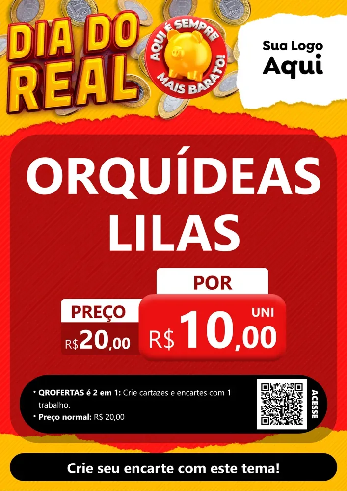 Modelo de Cartaz para Cartaz A4 Vertical com o tema Dia Do Real para Floricultura e jardim