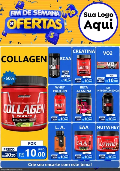 Modelo de Encarte para Encarte A4 Vertical com o tema Fim de Semana de Ofertas para Suplementos alimentares