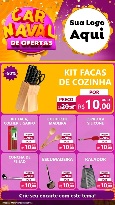 Modelo de Rede Social para Stories com o tema Carnaval de Ofertas para Utilidades Domésticas