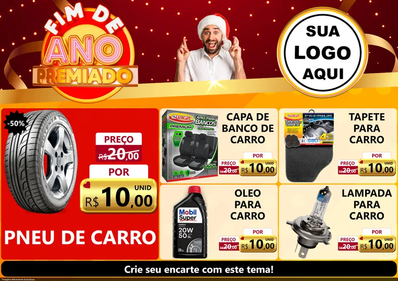 Modelo de Encarte para Encarte A4 Horizontal com o tema Fim de Ano Premiado para Auto peças