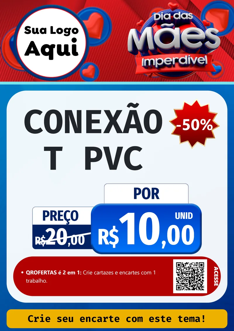 Modelo de Cartaz para Cartaz A4 Vertical com o tema Dia Das Mães Imperdível para Tubos e conexões