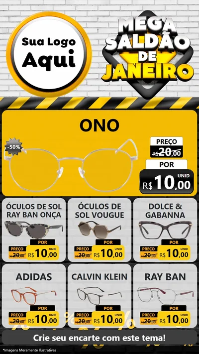 Modelo de Rede Social para Stories com o tema Mega Saldão de Janeiro para Óticas