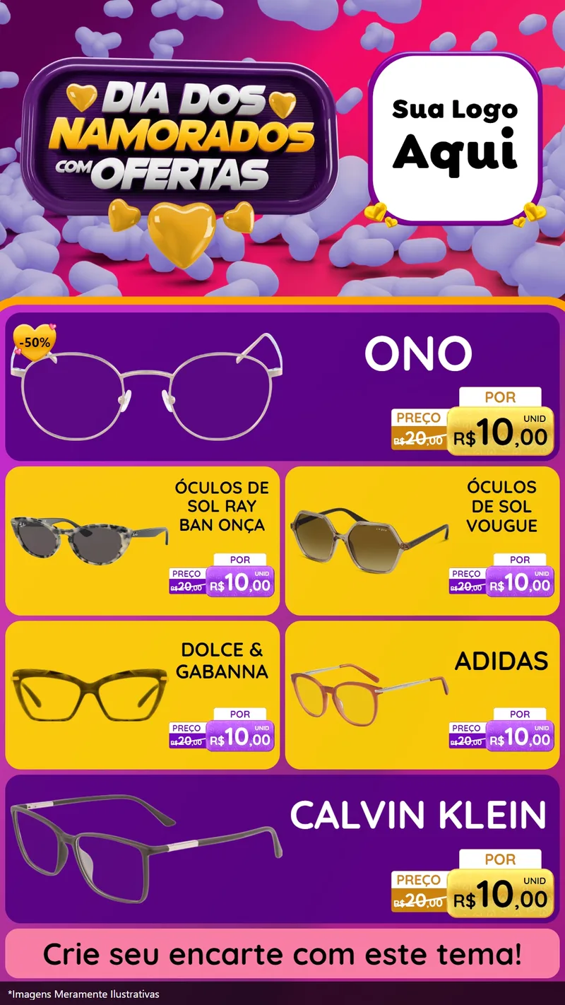 Modelo de TV para TV Vertical com o tema Dia Dos Namorados Com Ofertas para Óticas