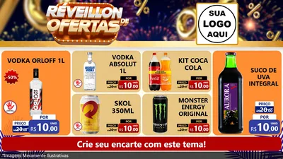 Modelo de TV para TV Horizontal com o tema Réveillon de Ofertas para Distribuidora de bebidas