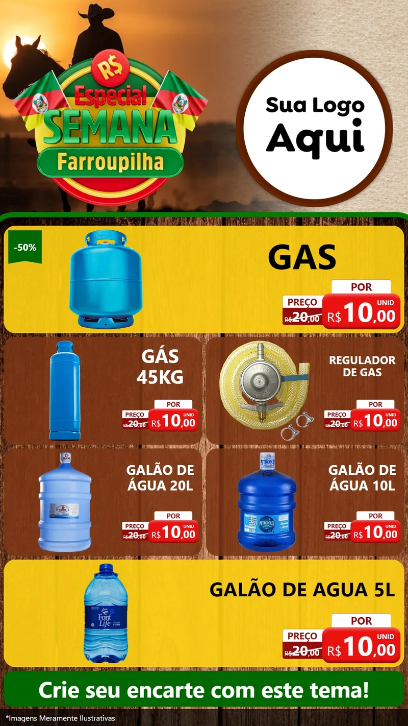 Modelo de TV para TV Vertical com o tema Especial Semana Farroupilha para Água e gás