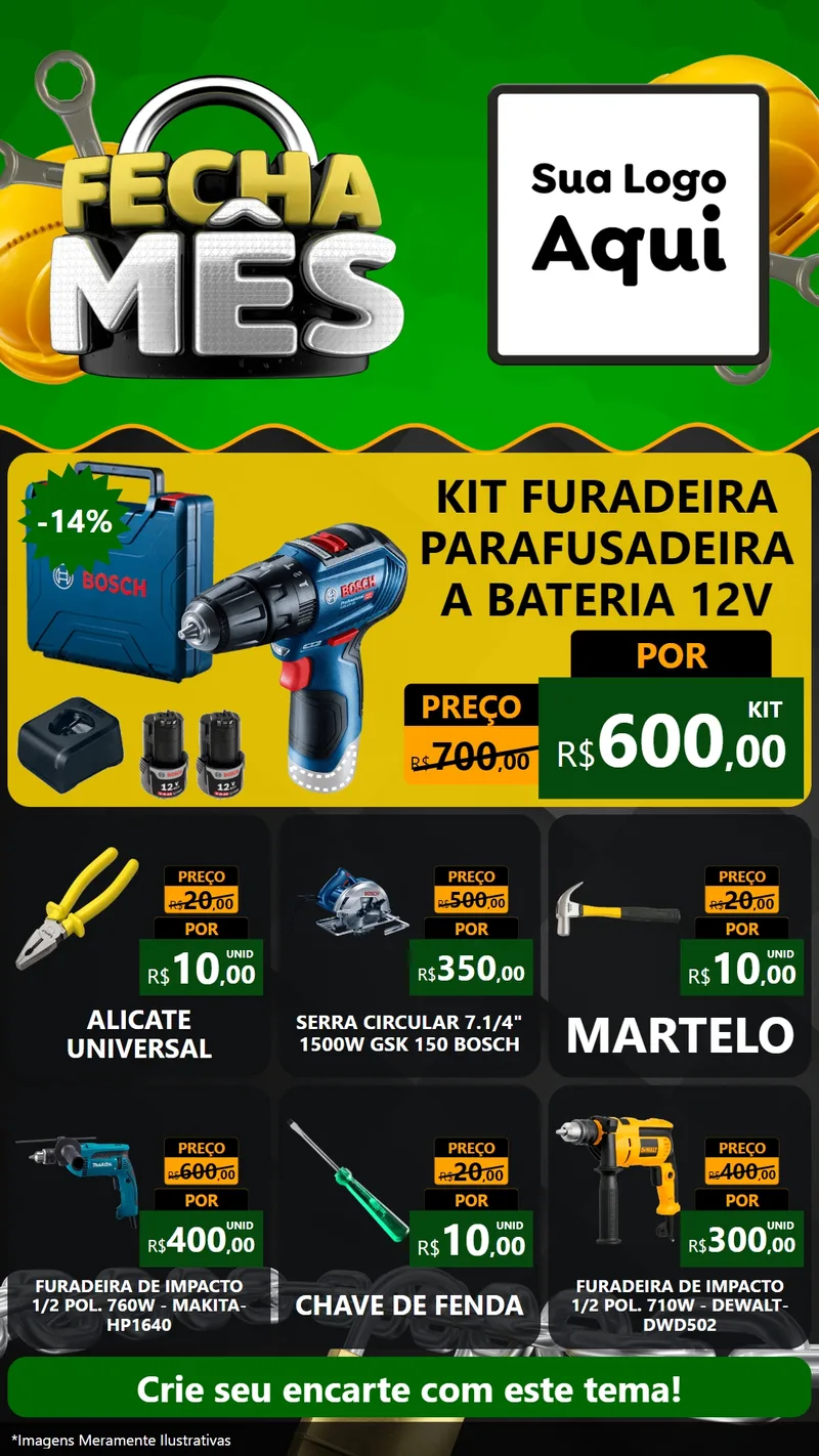 Modelo de Rede Social para Stories com o tema Fecha Mês para Maquinas e Ferramentas