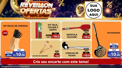 Modelo de TV para TV Horizontal com o tema Réveillon de Ofertas para Utilidades Domésticas