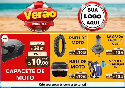Modelo de Encarte para Encarte A4 Horizontal com o tema Verão Imbatível para Moto peças
