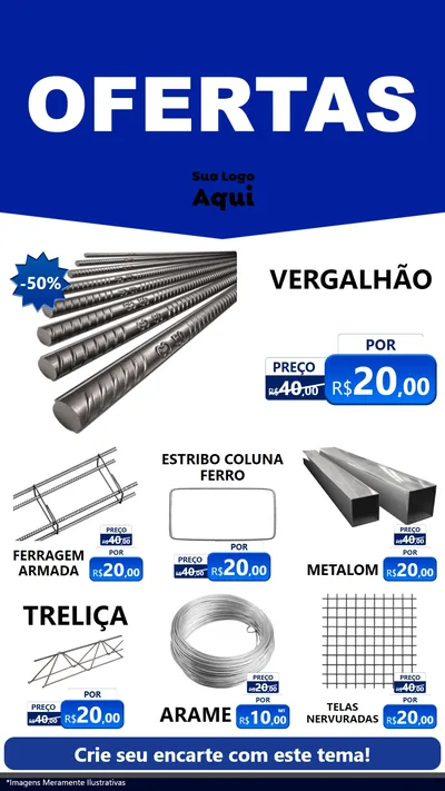 Modelo de Rede Social para Stories com o tema Ofertas Azul Cartaz para Ferragens