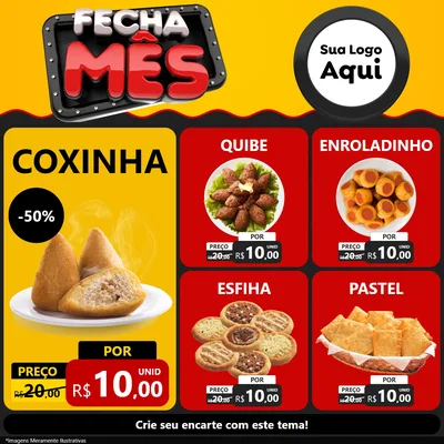Modelo de Rede Social para Feed Facebook com o tema Fecha Mês para Salgadaria