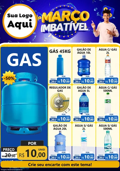Modelo de Encarte para Encarte A4 Vertical com o tema Março Imbatível para Água e gás