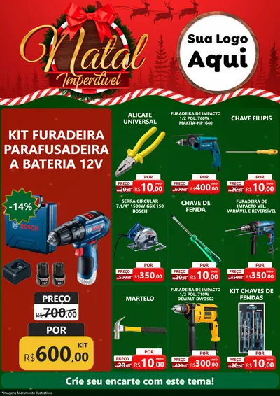 Modelo de Encarte para Encarte A4 Vertical com o tema Natal Imperdível para Maquinas e Ferramentas