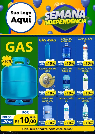Modelo de Encarte para Encarte A4 Vertical com o tema Semana da Independência para Água e gás