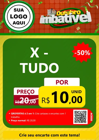 Modelo de Cartaz para Cartaz A4 Vertical com o tema Outubro Imbatível para Hamburgueria