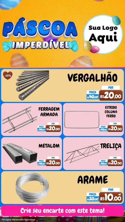 Modelo de TV para TV Vertical com o tema Páscoa Imperdível para Ferragens